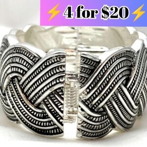 Woven Bracelet Anthropology Vintage 747 Braided Silver Hinged ⚡4 for $20⚡